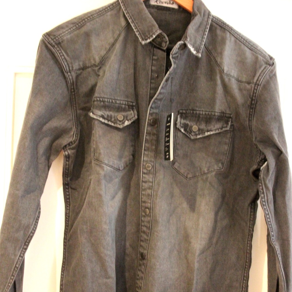 Denim Shirt / Jacket - Gray distressed - New-Gray